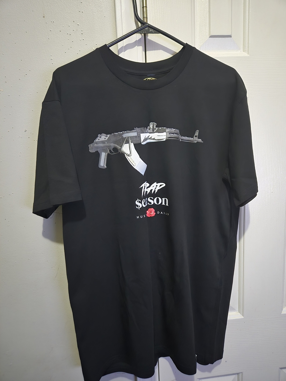 Black Graphic 'Trap Season' Tee with Rifle Print Buy 1 Get 2 Free